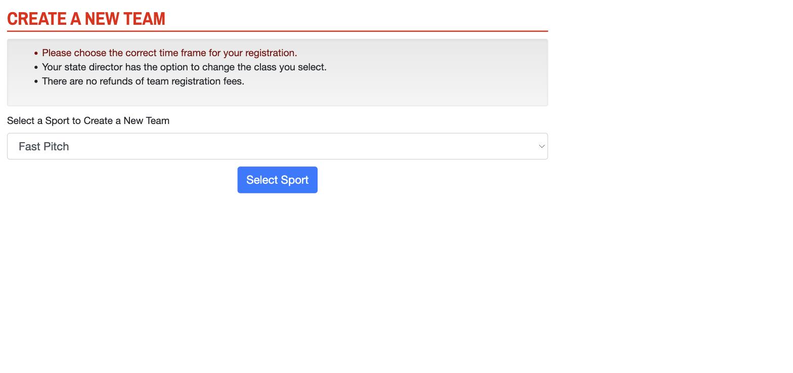 Select a Sport: Fast Pitch