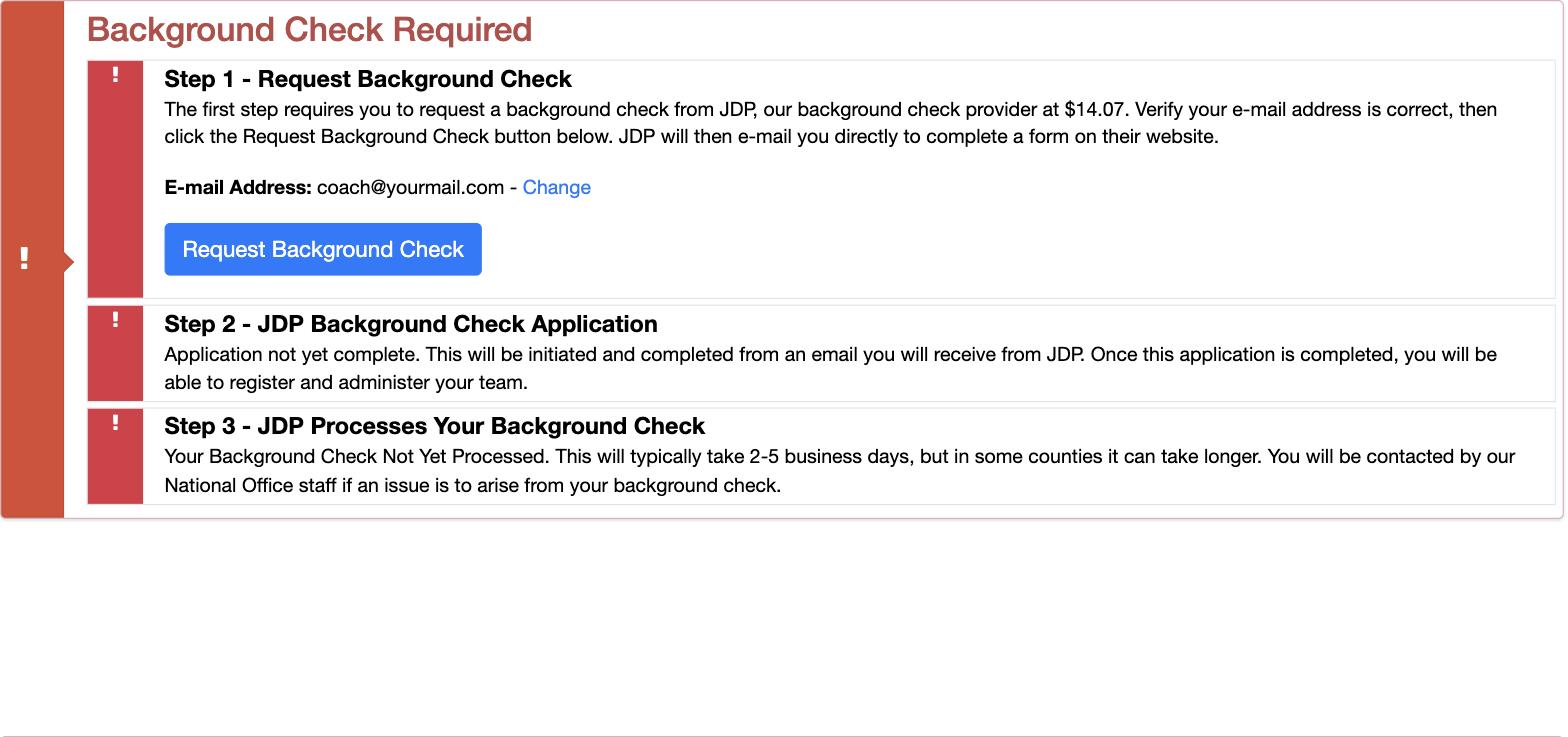 Background Check Required box with the Request Background Check button